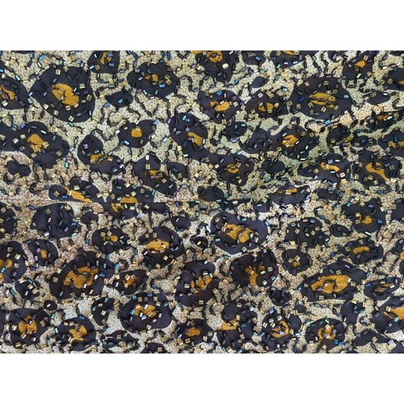 Vintage Andretta D. SILK Beaded Sleeveless Padded Blouse Draped Neck Swoop Large - Picture 3 of 8